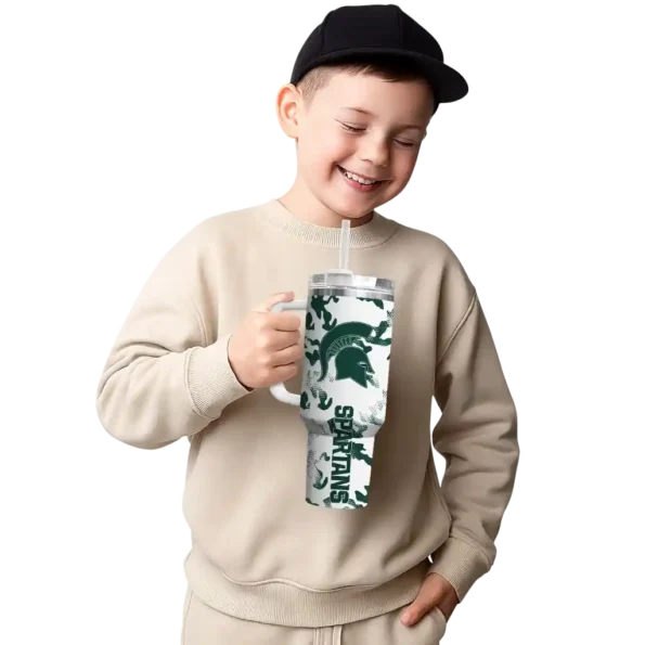 customized michigan state spartans camo mashup green white curved tumbler latest model.webp
