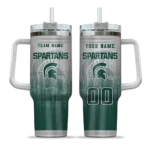 customized michigan state spartans gradient dots green curved tumbler best selling.webp