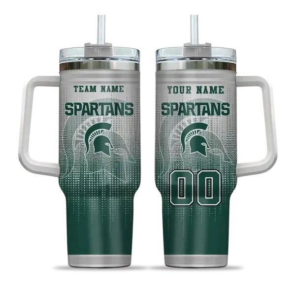 customized michigan state spartans gradient dots green curved tumbler best selling.webp