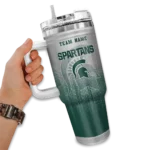 customized michigan state spartans gradient dots green curved tumbler best selling.webp