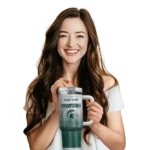customized michigan state spartans gradient dots green curved tumbler best selling.webp