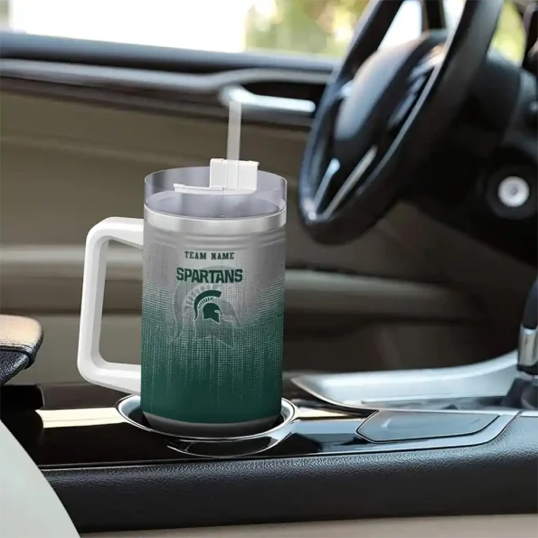 customized michigan state spartans gradient dots green curved tumbler trendy.webp