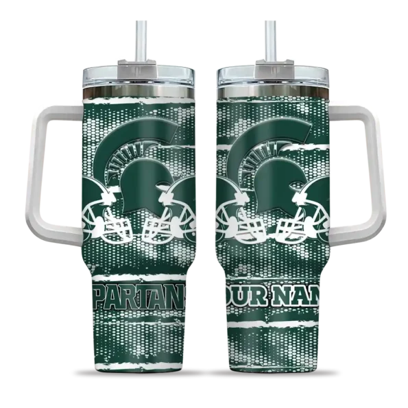 customized michigan state spartans honey streaks green curved tumbler best selling.webp