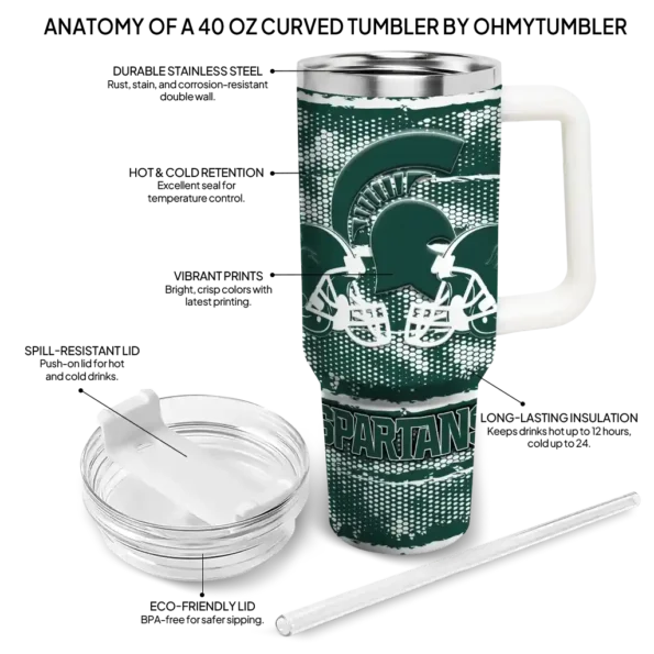 customized michigan state spartans honey streaks green curved tumbler new arrival.webp