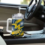 customized michigan wolverines abstract paths blue curved tumbler best selling.webp