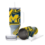 customized michigan wolverines arrow burst blue curved tumbler best selling.webp