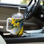 customized michigan wolverines arrow burst blue curved tumbler best selling.webp