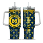 customized michigan wolverines bullseye drips blue curved tumbler best selling.webp