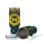 customized michigan wolverines bullseye drips blue curved tumbler best selling.webp