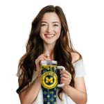 customized michigan wolverines bullseye drips blue curved tumbler best selling.webp
