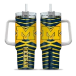 customized michigan wolverines chevron layers blue curved tumbler best selling.webp