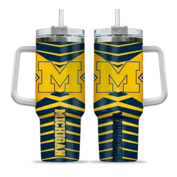 customized michigan wolverines chevron layers blue curved tumbler best selling.webp