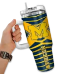 customized michigan wolverines chevron layers blue curved tumbler best selling.webp