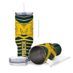 customized michigan wolverines chevron layers blue curved tumbler best selling.webp