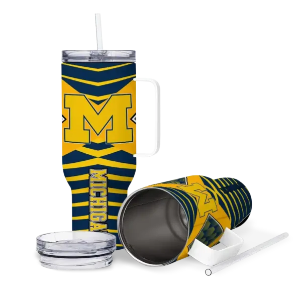 customized michigan wolverines chevron layers blue curved tumbler high quality.webp
