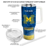 customized michigan wolverines geometric prism blue curved tumbler best selling.webp