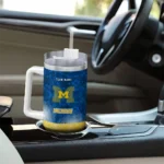customized michigan wolverines geometric prism blue curved tumbler best selling.webp