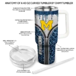 customized michigan wolverines leopard zipper blue curved tumbler best selling.webp