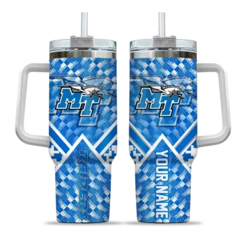 customized middle tennessee blue raiders chevron angle blue curved tumbler best selling.webp