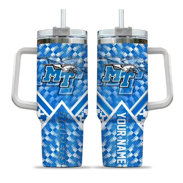 customized middle tennessee blue raiders chevron angle blue curved tumbler best selling.webp