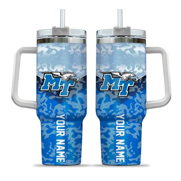 customized middle tennessee blue raiders chevron stripe blue curved tumbler best selling.webp