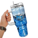 customized middle tennessee blue raiders chevron stripe blue curved tumbler best selling.webp