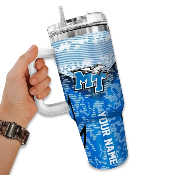 customized middle tennessee blue raiders chevron stripe blue curved tumbler fashion forward.webp