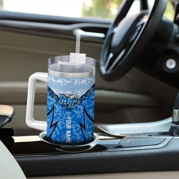 customized middle tennessee blue raiders chevron stripe blue curved tumbler trendy.webp