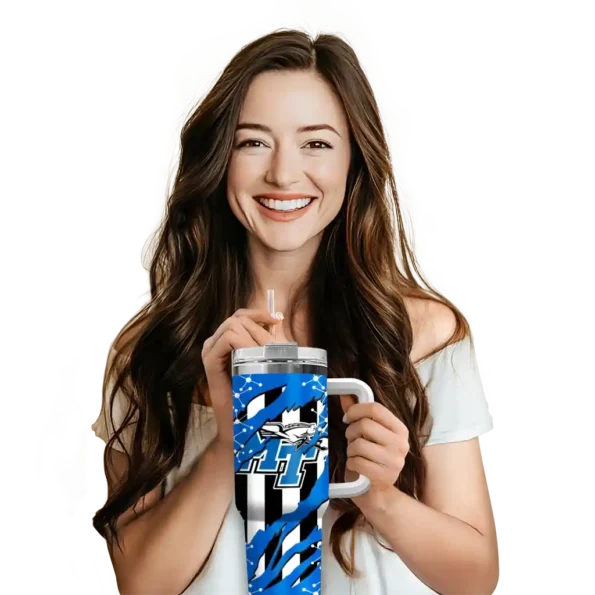 customized middle tennessee blue raiders claw cut blue black curved tumbler premium grade.webp