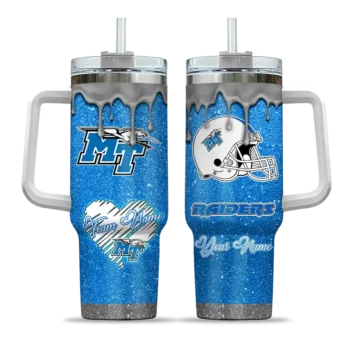 customized middle tennessee blue raiders heart helmet motif blue curved tumbler best selling.webp