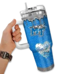 customized middle tennessee blue raiders heart helmet motif blue curved tumbler best selling.webp