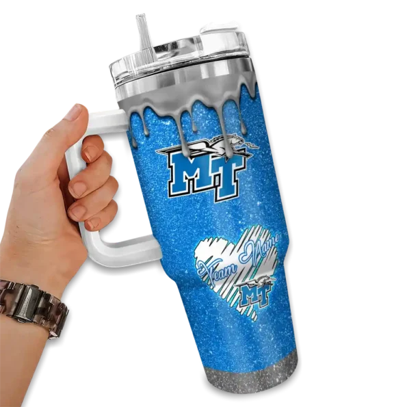 customized middle tennessee blue raiders heart helmet motif blue curved tumbler fashion forward.webp