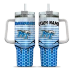 customized middle tennessee blue raiders hex texture blue curved tumbler best selling.webp