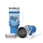 customized middle tennessee blue raiders hex texture blue curved tumbler best selling.webp