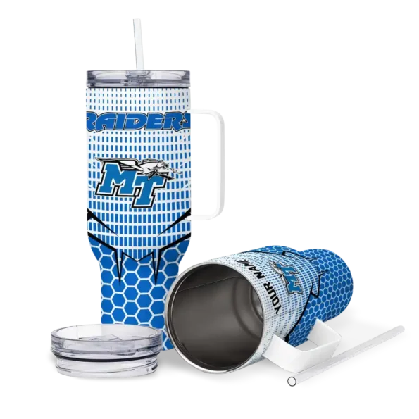 customized middle tennessee blue raiders hex texture blue curved tumbler high quality.webp