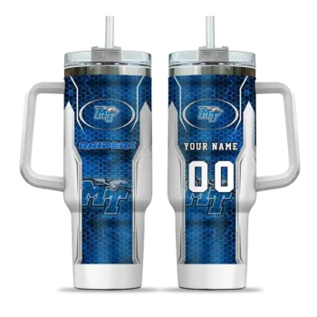 customized middle tennessee blue raiders hexagon armor blue curved tumbler best selling.webp