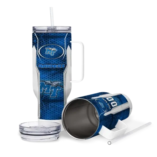 customized middle tennessee blue raiders hexagon armor blue curved tumbler high quality.webp