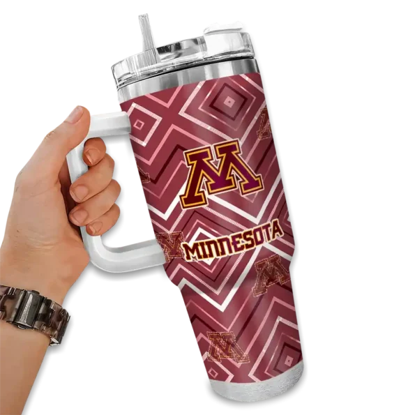 customized minnesota golden gophers bold diamonds maroon curved tumbler fashion forward.webp