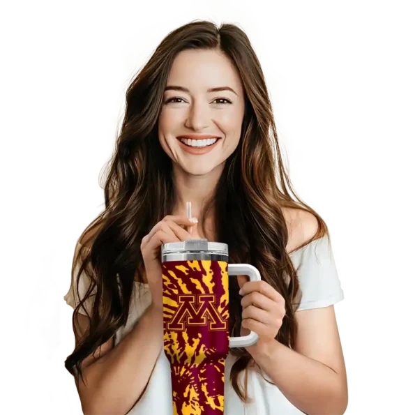 customized minnesota golden gophers burst swirl maroon curved tumbler premium grade.webp