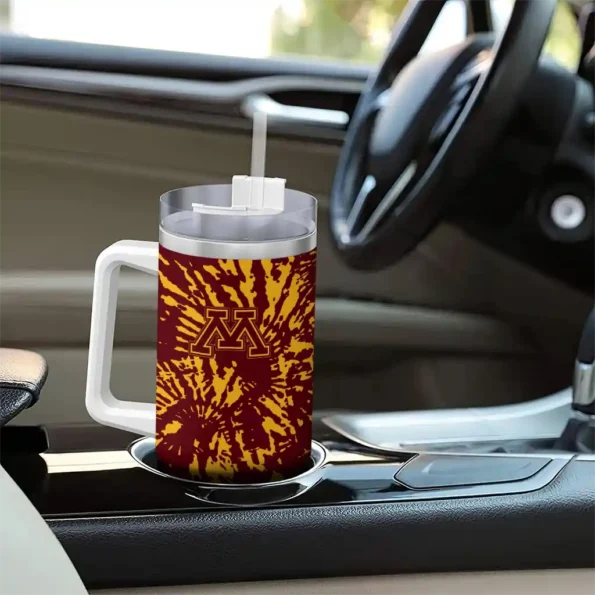 customized minnesota golden gophers burst swirl maroon curved tumbler trendy.webp