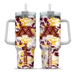 customized minnesota golden gophers camo mashup maroon white curved tumbler best selling.webp