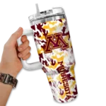 customized minnesota golden gophers camo mashup maroon white curved tumbler best selling.webp