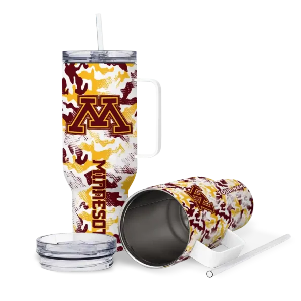 customized minnesota golden gophers camo mashup maroon white curved tumbler high quality.webp