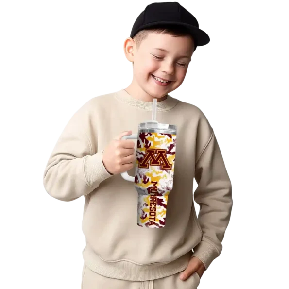 customized minnesota golden gophers camo mashup maroon white curved tumbler latest model.webp