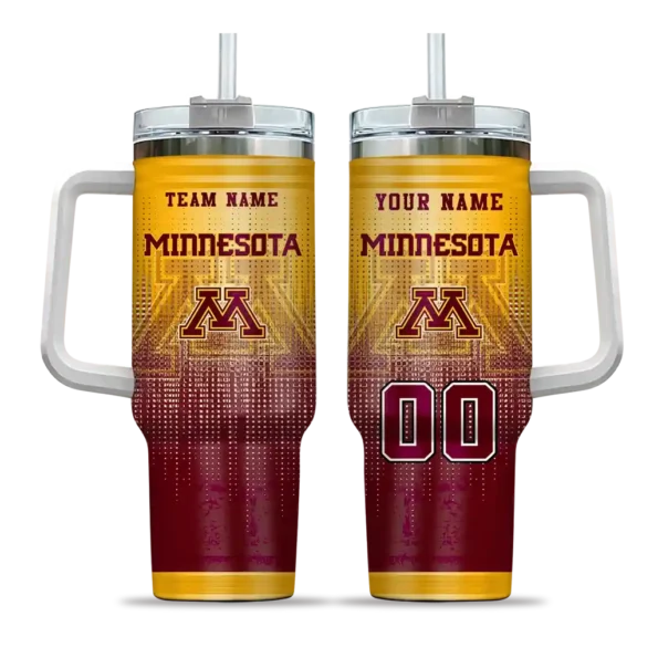 customized minnesota golden gophers gradient dots maroon curved tumbler best selling.webp