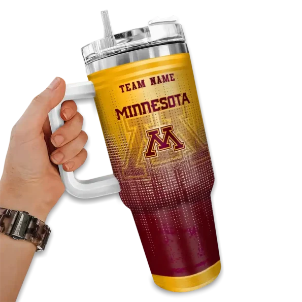customized minnesota golden gophers gradient dots maroon curved tumbler fashion forward.webp