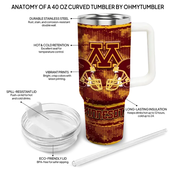 customized minnesota golden gophers honey streaks maroon curved tumbler new arrival.webp