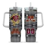 customized minnesota golden gophers superman shield maroon gray curved tumbler best selling.webp