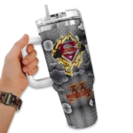 customized minnesota golden gophers superman shield maroon gray curved tumbler best selling.webp
