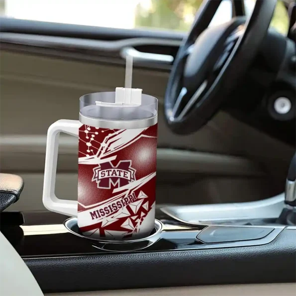 customized mississippi state bulldogs abstract paths maroon curved tumbler trendy.webp